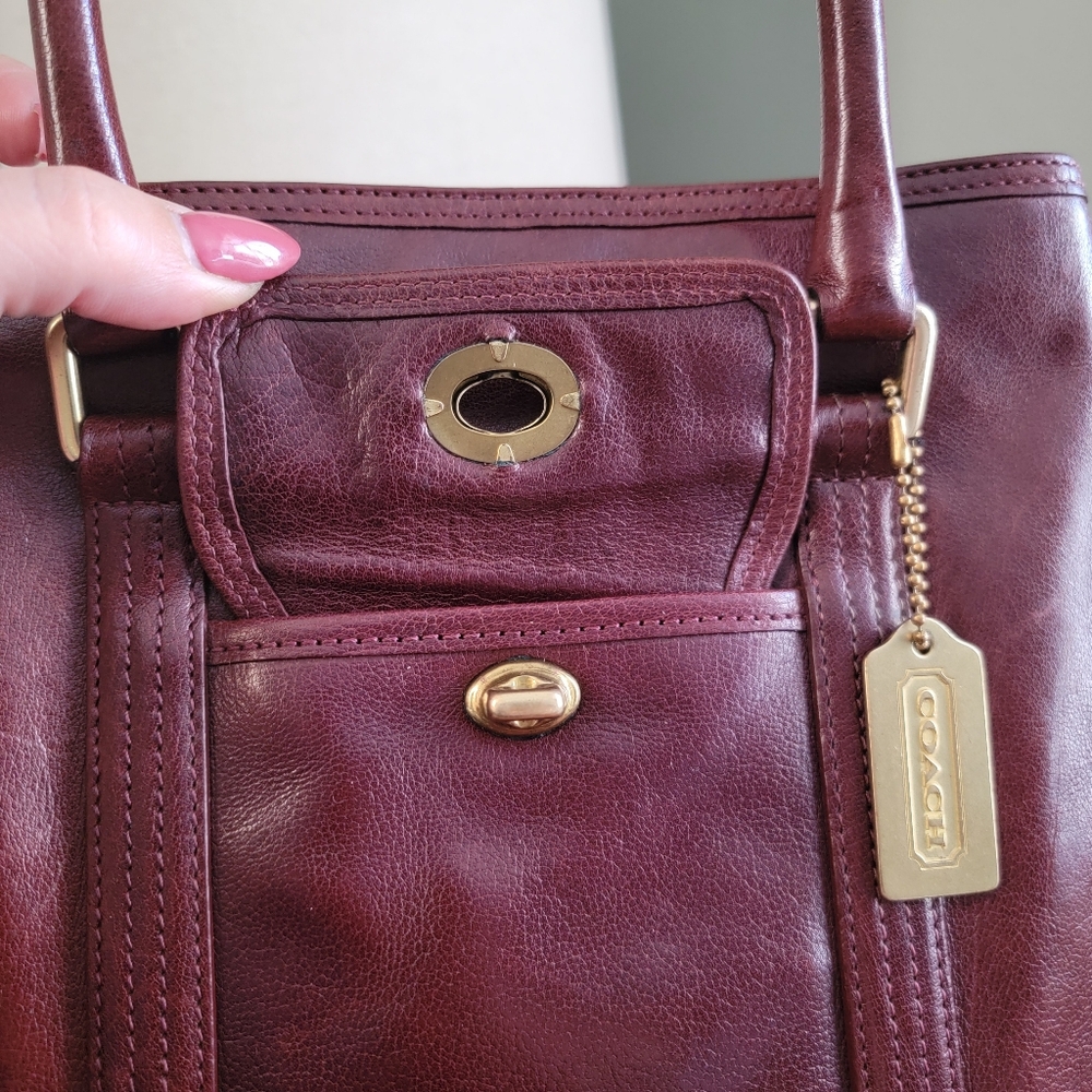 Coach 9704 Buffalo Hide Paper Bag Tote Mahogany Brown Leather Vintage Bag - Picture 5 of 16